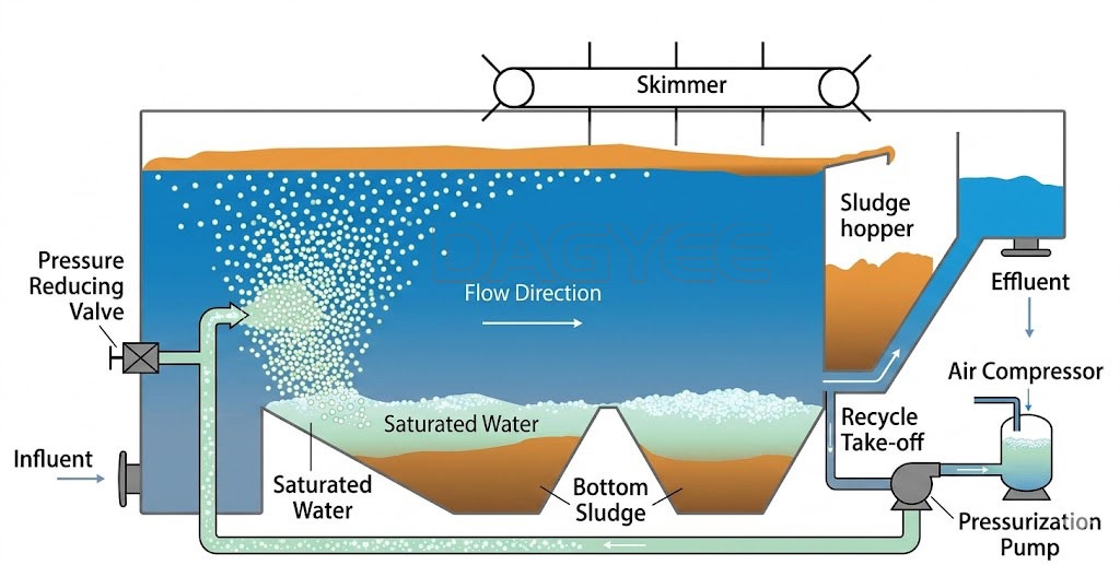 dissolved air flotation tank for dairy wastewater treatment